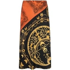 Marine Serre Black Midi Skirt With Intricate Gold Patterns - NWT